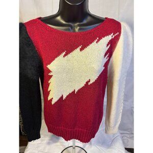 Vintage Puffy Sleeve Fuzzy Sweater Womens Medium M Young Traditions 80s Knit